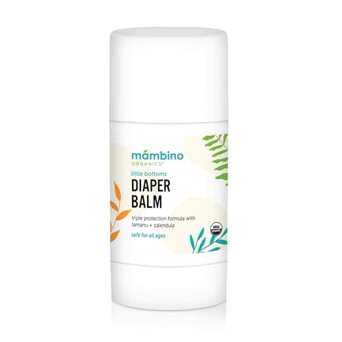 Mambino Organics Little Bottoms Diaper Balm, Baby Essentials Diaper Rash Cream, Newborn Essentials Must Haves, Calendula, Cruelty-Free, 0.63 Ounces