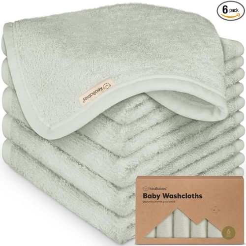 6-Pack Baby Washcloths - Soft Absorbent Viscose from Bamboo Wash Cloths for Babies, Kids, Toddlers, Infant, Newborn Bath Towels, Gentle on Sensitive Skin, 10x10 Reusable Face Towels (Dove)