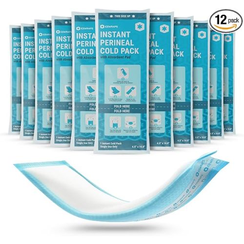 ICEWRAPS Instant Postpartum Cold Pads for Women After Birth – Ice Packs for Postpartum Care, Easy to Activate (Squeeze to Use) Stays Cold up to 20 Min, 12 Pack, Disposable Pads – FSA-HSA Eligible
