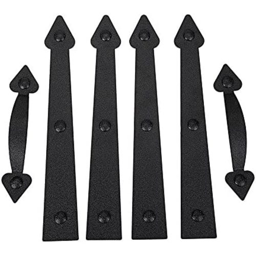 AntiqueSmith Magnetic Decorative Garage Door Curb Appeal Faux Hinges Handles Hardware Kit Color Black