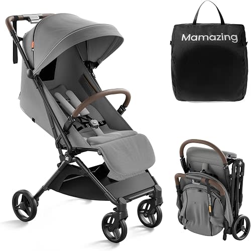 MAMAZING Ultra Air Lightweight Baby Travel Stroller with Carbon Fiber Frame, Compact & Airplane-Friendly, One-Handed Fold, 11.6 lbs, Perfect for Toddlers, Grey