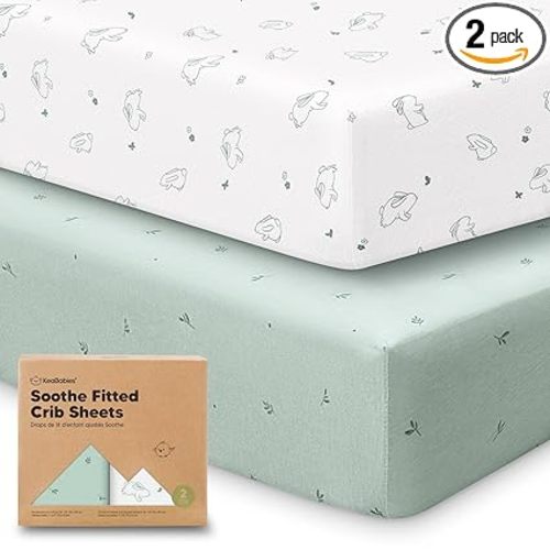 KeaBabies 2-pk Organic Cotton Crib Sheets for Boys Girls 52x28 (Bunnies) | Fitted Crib Mattress Sheet Neutral, Breathable Cover for Baby Bed Set, Toddler Mattress, Soft & Cute Prints