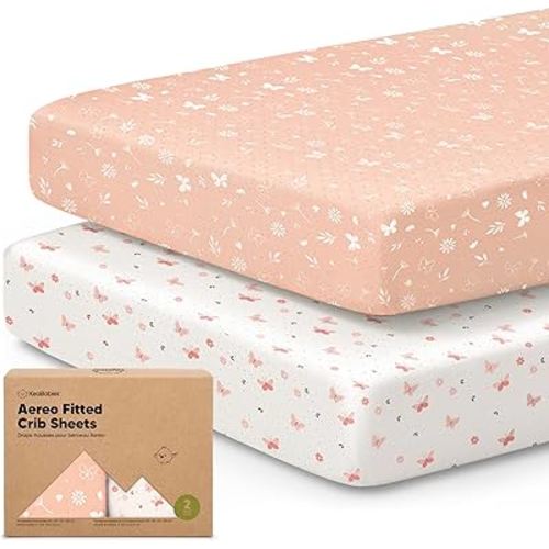 KeaBabies 2-Pack Fitted Crib Sheets Bamboo Viscose Cotton 52x28 Butterflies