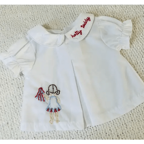 Hand Embroidered Ole Miss "Hotty Toddy" Diaper Shirt