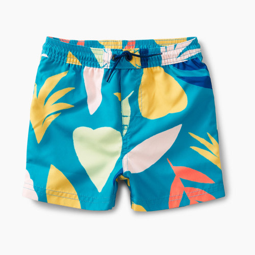 Tea Collection Swim Trunks - Island Breeze In Teal, 3-6 Months
