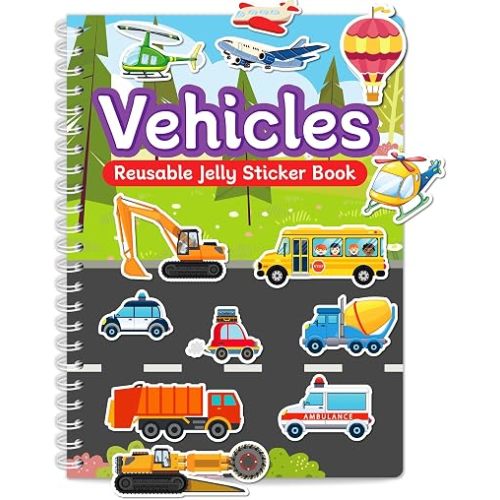 Reusable Sticker Book, Jelly Stickers for Kids, Boys Girls Gift