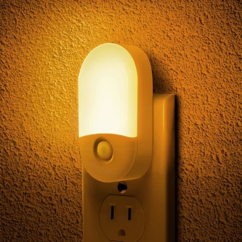 DORESshop Amber Night Light Night Lights Plug into Wall 2 Pack 0.6W 2000K LED Night Light Dusk to Dawn Sensor 30/60LM Adjustable Brightness Automatic Low Blue Nightlight for Kid Bathroom Hallway