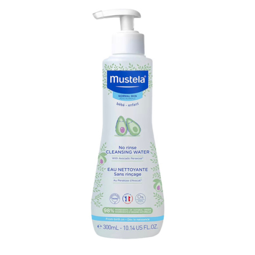 Mustela Baby Cleansing Water - No-Rinse Micellar Water - with Natural Avocado & Aloe Vera - for Baby's Face, Body & Diaper