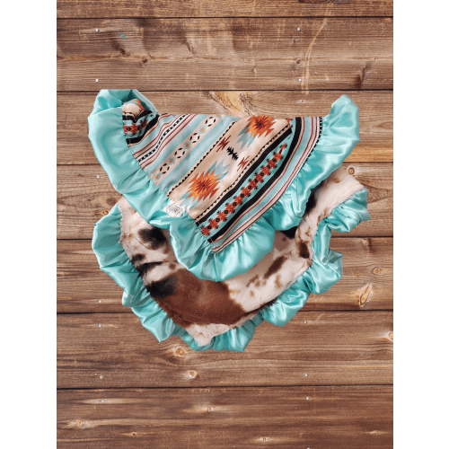 Mint Aztec and Cow Minky Western Lovey