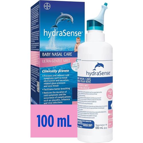 HydraSense Ultra-Gentle Mist Nasal Spray, Baby Nasal Care, 100% Natural Sourced Seawater, Preservative-Free, 100 mL