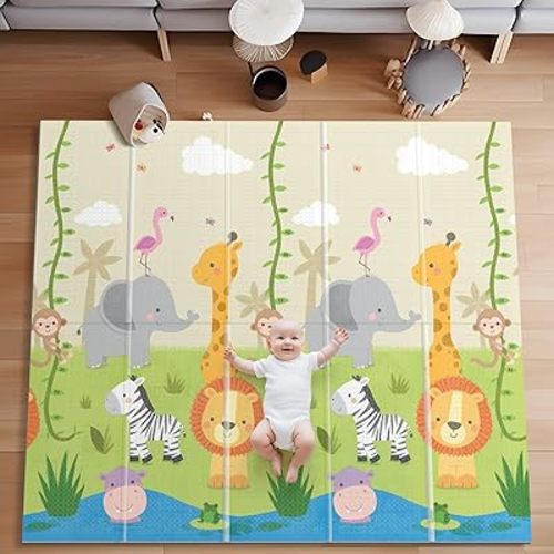 Foldable Baby Play Mat,71x59 Inches Play mat for Indoor and Outdoor, Reversible Foam Padded Perfect for Playtime and Tummy Time, Waterproof Baby Crawling mat Play for Infants, Toddlers and Kids