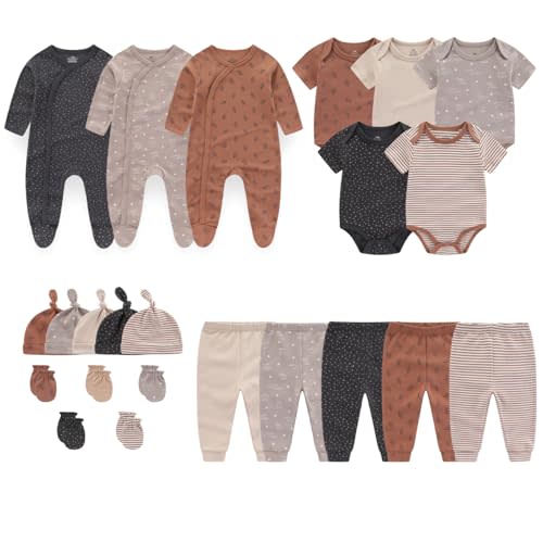 MAMIMAKA Newborn Layette Gift Set 23-Piece Baby Bodysuits Infant Outfits Essentials and Accessories 0-12 Months