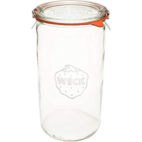 Weck Jar 974 - 1.5L Glass Jars with Large Storage Capacity - Preserving Jars with Airtight Lids Suitable for Pickling - Heat Resistant Canning Jars - Microwave Safe - (1 Jar with Glass Lid) 54 fl. oz
