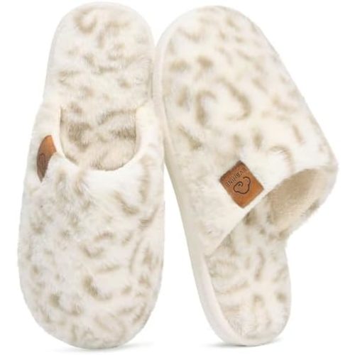 Evshine Fuzzy House Slippers for Women with Comfortable Memory Foam