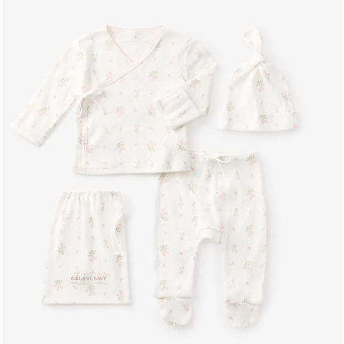 Folklore Floral Organic Cotton Pointelle Layette 3PC Set – Elegant Baby