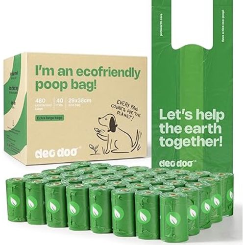 Deo Doo Dog Poop Bags with Handles, 40 Rolls 480 Counts, Large Size