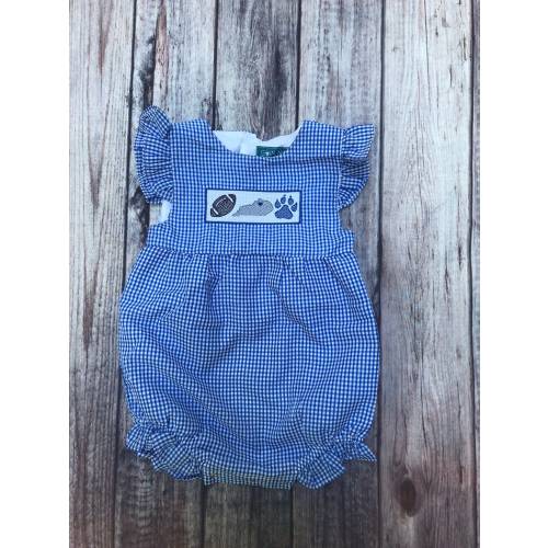 Baby Girl Blue Seersucker Bubble