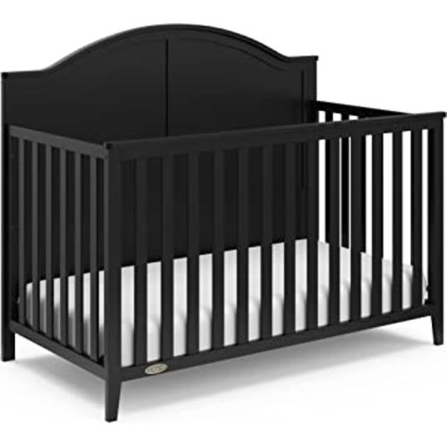 Graco Wilfred 5-in-1 Convertible Crib (Black) – GREENGUARD Gold Certified, Converts to Toddler Bed and Full-Size Bed, Fits Standard Full-Size Crib Mattress, Adjustable Mattress Support Base