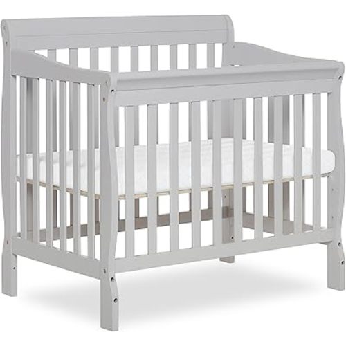 Dream On Me Aden 4-in-1 Convertible Mini Baby Crib in Cherry, GreenGuard Gold & BSA, Sustainable Pinewood, Non-Toxic Finish, 3 Mattress Heights, Converts to Mini Day & Twin-Size Bed