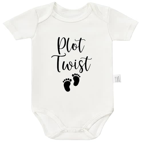 RETKCUL Plot Twist Infant Bodysuits, Baby Announcement Grandparents, Newborn Fashion Short Sleeves Clothes for 0-24 Month