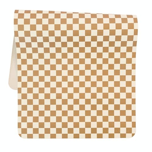 Ava + Oliver Vegan Leather Baby Changing Mat (16 X 30 in) - Multipurpose Wipeable and Portable Diaper Changing Pad - Foldable for Travel (Mocha Checker)