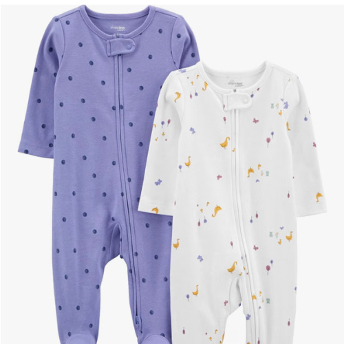 3-6M Simple Joys by Carter's Baby Girls' Cotton Footed Sleep and Play, Pack of 2