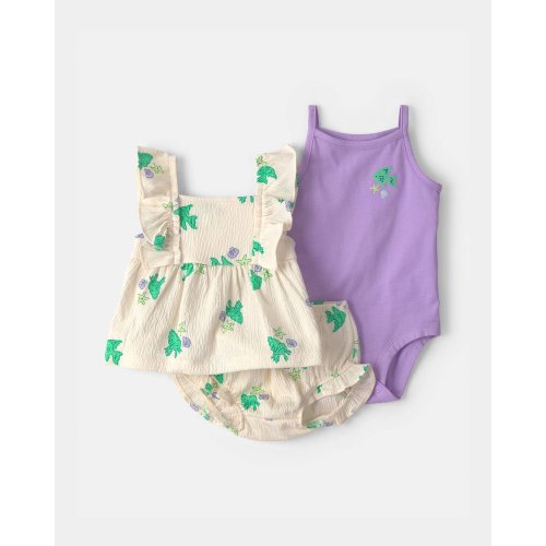 Baby Girl 3-Piece Fish Top & Short Set - Purple/Ivory | Carter's