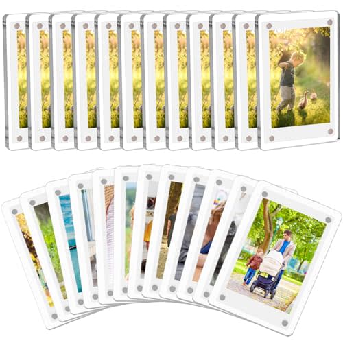 COYMOS 24 Packs Acrylic Magnetic Photo Frame for Refrigerator Double Sided Magnetic Polaroid Frames for Pictures Instax Mini Frame Super Clear 2.36 x 3.54 Inch