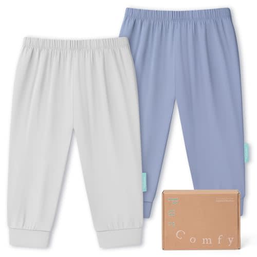 PurComfy Supersoft Baby Pants, 2-Pack Premium Bamboo Viscose Jogger Pants, Elastic Waist, Unisex 0-24 Months