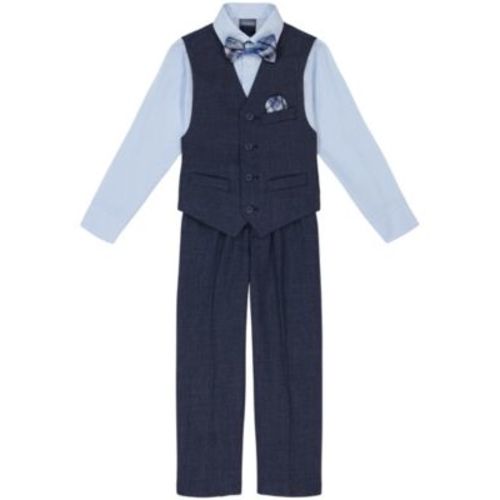 Toddler and Little Boys Striated Twill Vest Set