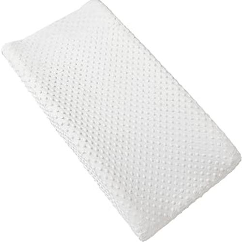Solid Changing Table Pad Cover Cradle Sheet, Fits 32"/34''x16" Contoured Diaper Changing Pad, Ultra Soft Cozy Minky Dots Plush Changing Table Covers, Breathable Wipeable Removable (White)
