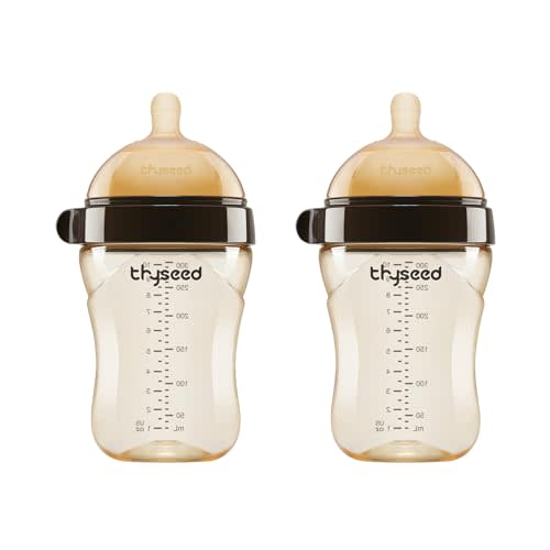 Thyseed PPSU Natural Breast-Like Bottle with Nipple(0-3 Months),10oz，2pack