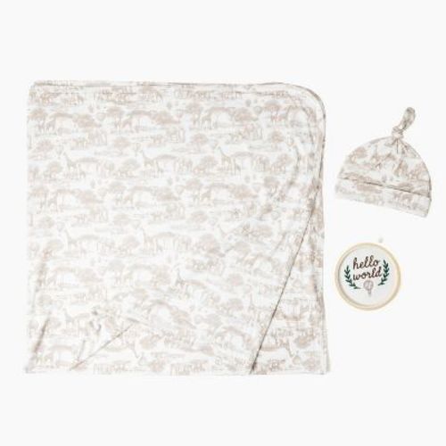 Picolette by Olivia Culpo Baby 3pc Beanie Milestone Set - Beige
