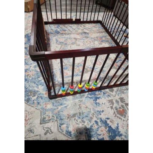 Playpen, Cherry wood, 63x47x24. NEW IN BOX. Abacus like toys on bars.