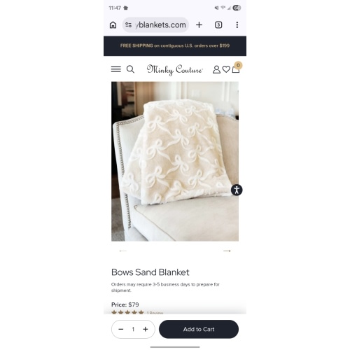 Bows Sand Plush Blanket | Minky Couture