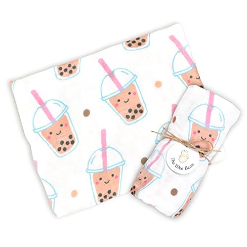 The Wee Bean Baby Swaddle Blanket, Organic Cotton and Bamboo Muslin Blanket, Soft, Breathable, & Multipurpose Baby Blankets for Boys & Girls, Japan Sushi Design, 47 x 47 Inches