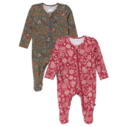 Modern Moments by Gerber Gender Neutral Sleep ´N Play Christmas Pajamas, 2-Pack, Sizes Newborn - 6/9 Months