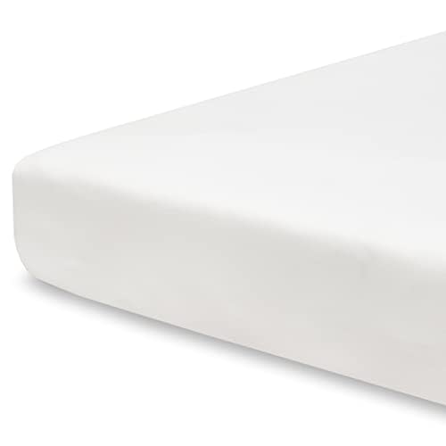Pobibaby - Single Solid Premium Fitted Baby Crib Sheets for Standard Crib Mattress - Ultra-Soft Cotton Blend, Safe and Snug, and Stylish Solid Crib Sheet (Soft White)