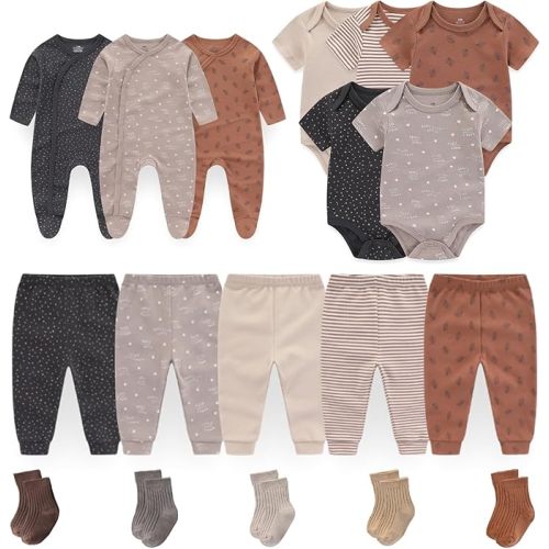 Baby Boy Girl Clothes Cotton Unisex Newborn Layette Gift Set and Accessories 18 Pack Baby Outfit 0-12Months