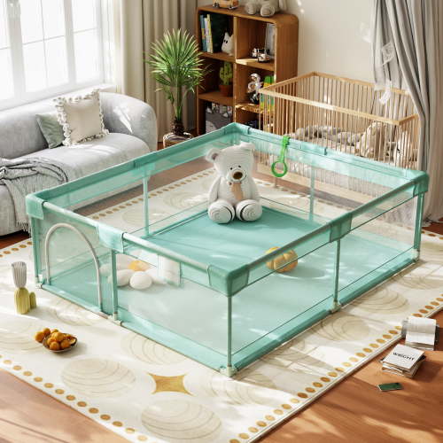 Easy4Home Extra Large Baby Playpen 71"x60" Toddler Play Yards Safety Fence, Pale Green