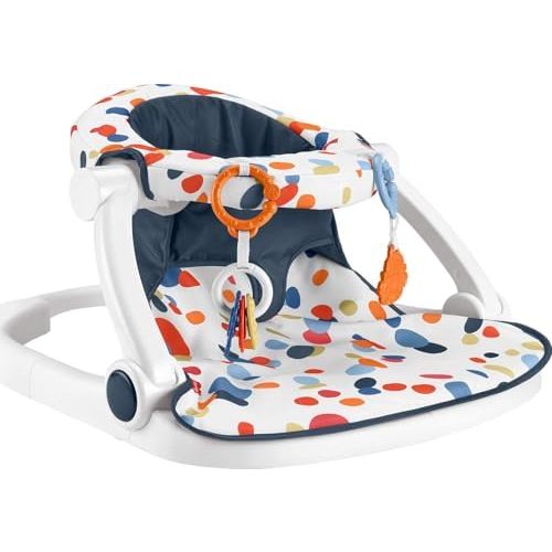 Fisher-Price Portable Baby Chair, Darling Dots Sit-Me-Up Floor Seat with BPA-Free Teether & Clacker Newborn Developmental Toys
