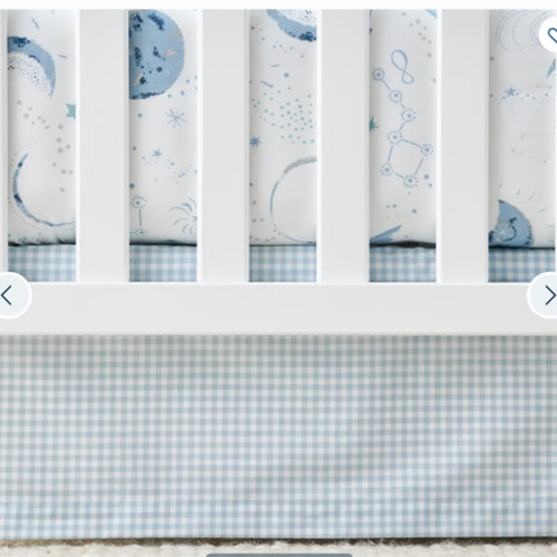 Ditsy Gingham Classic Cool Organic Cotton Percale Tailored Crib Skirt