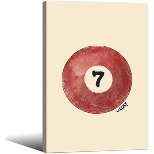 Pink Lucky Number 7 Pool Ball Posters y2k Cool Billiard Balls Wall Art 24x36 inch Framed Trendy Unique Canvas Prints Bedroom Dorm Wall Decor