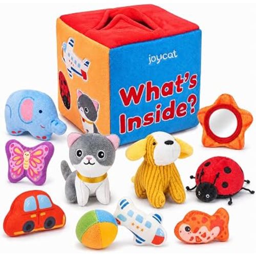 JoyCat Baby Toys 6-12 Months, Mystery Soft Box 10 Sensory Objects, Rattle