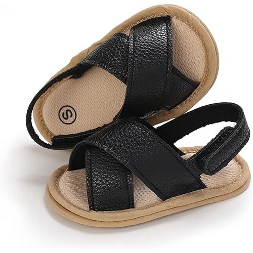 SOFMUO Baby Girls Sandals Premium Soft Sole Infant Indoor Flat Newborn Slippers Lightweight Comfort Toddler Summer Princess Dress Shoes