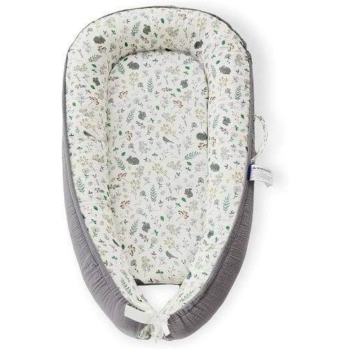 Premium Muslin Baby Lounger - Foldable, Adjustable & Breathable Infant Seat for 0-24 Months, Portable Travel Design with Mesh Liner, Soft & Cozy for Home & On-The-Go