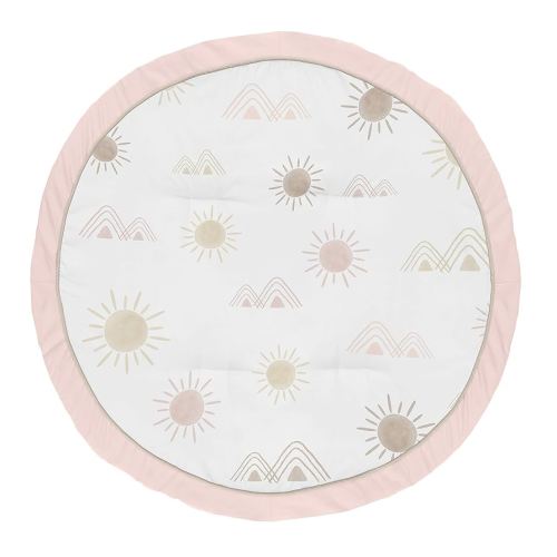 Sweet Jojo Designs Boho Desert Sun Girl Baby Playmat Tummy Time Infant Play Mat - Blush Pink Mauve Gold Taupe Bohemian Watercolor Mountains Southwest Nature Outdoors Minimalist Geometric