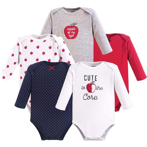 Hudson Baby baby-girls Cotton Long-sleeve Bodysuits 5-pack