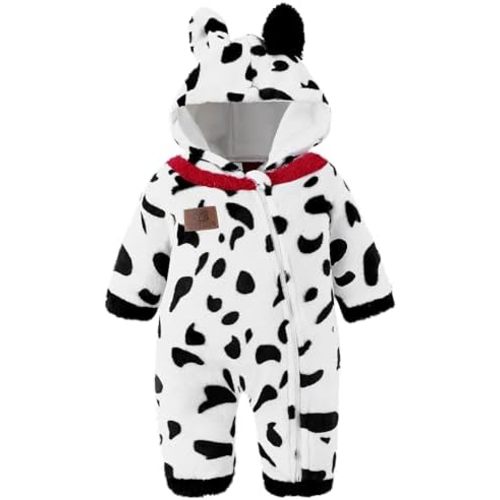 Redair Newborn Baby Bear Outfit Boys Girls Fleece Hooded Romper Jumpsuit Baby Winter Clothes Snowsuit for 0-18 Months