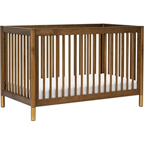 Babyletto Gelato 4-in-1 Convertible Crib with Toddler Bed Conversion in Natural Walnut and Brushed Gold Feet, Greenguard Gold Certified
